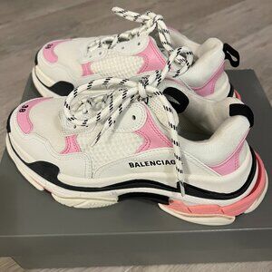 Women's Balenciaga Triple S Pink and White Sneakers